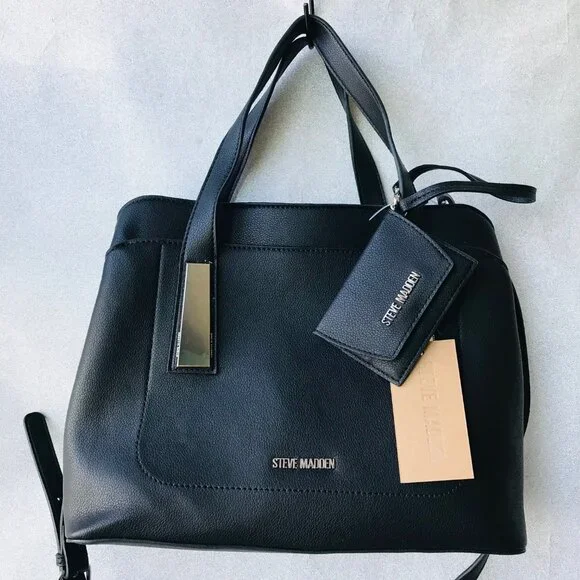 STEVE MADDEN BGRAMER Black SATCHEL/Crossbody 3 compartments inside w Card Case - Picture 10 of 10